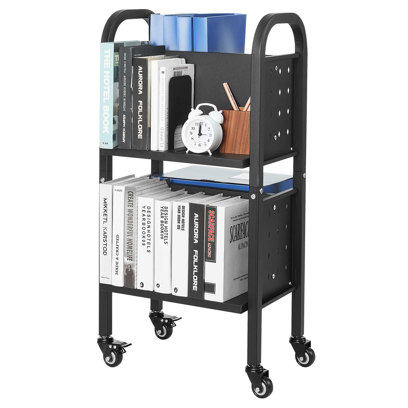 Home Office Bookshelves - SucceBuy 150Lbs Rolling Library Book Cart