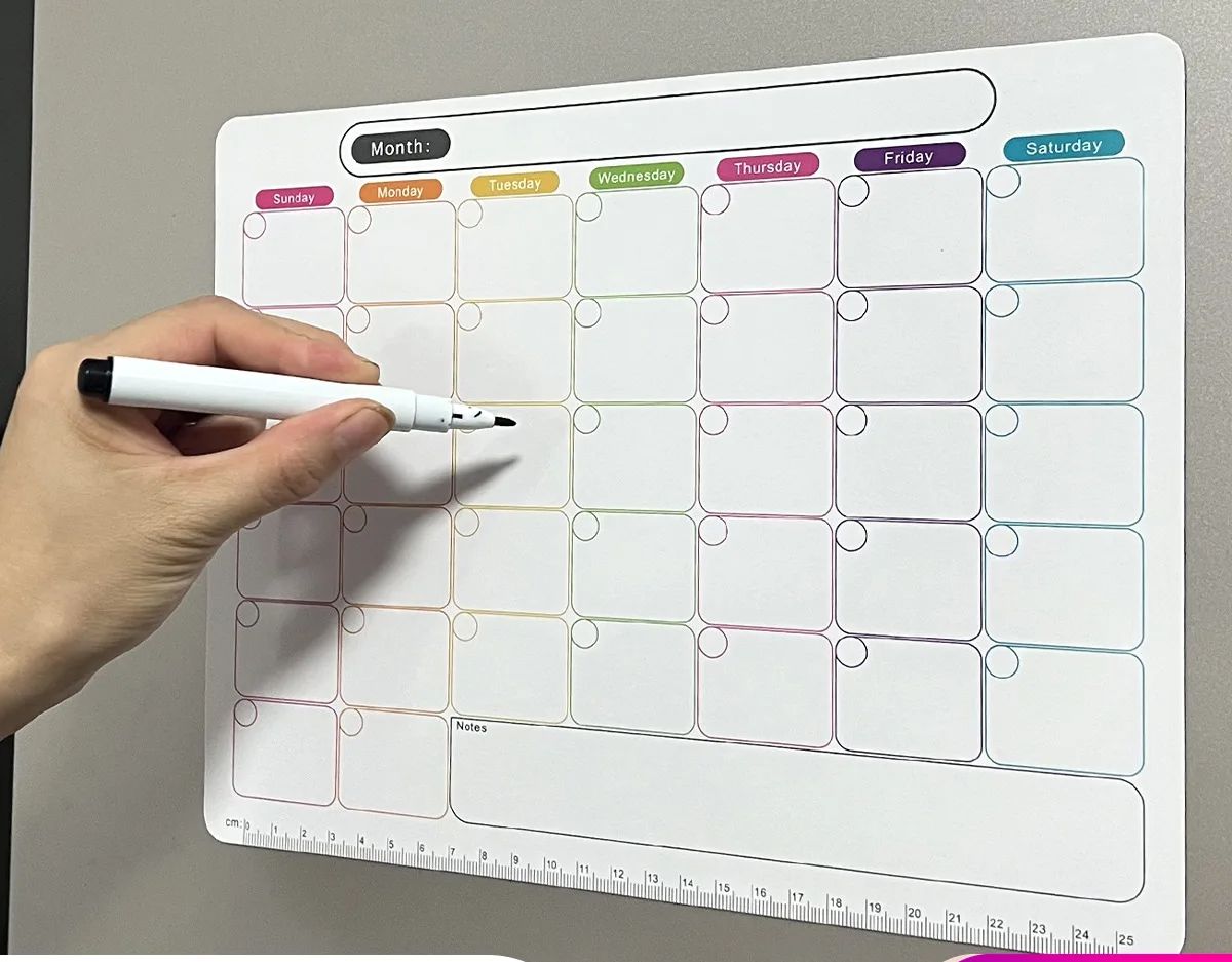 Magnetic Calendar Board - A refrigerator magnet ,monthly and weekly