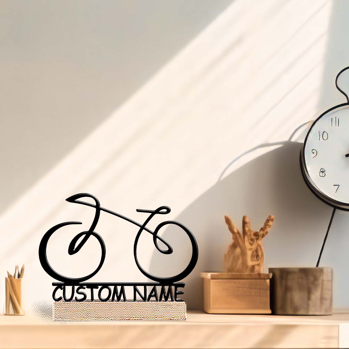 Home Office Decor - 1Pc Csutom Name Modern Line Bike