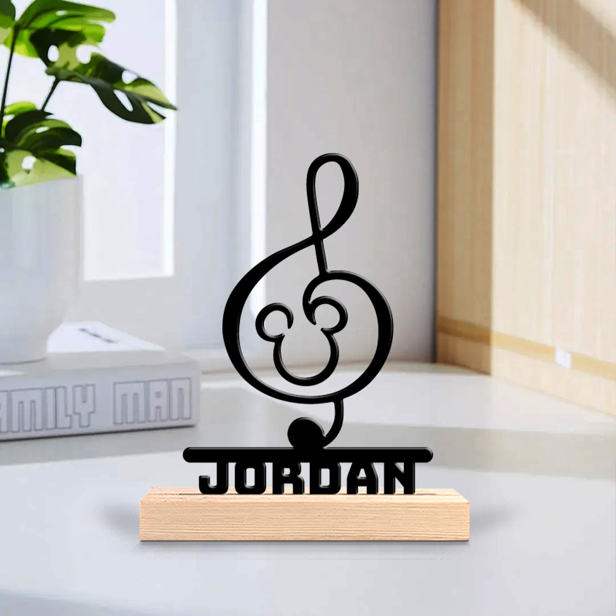 Home Office Decor - 1Pc Csutom Name Musical Note Wooden