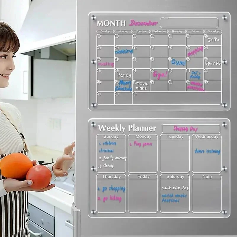 Magnetic Calendar Board - Fridge Magnet Sticker Clear Acrylic Calendar