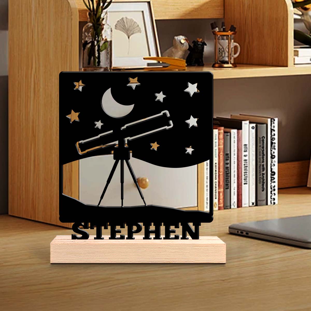 Home Office Decor - 1Pc Csutom Telescope Starry Sky Wooden