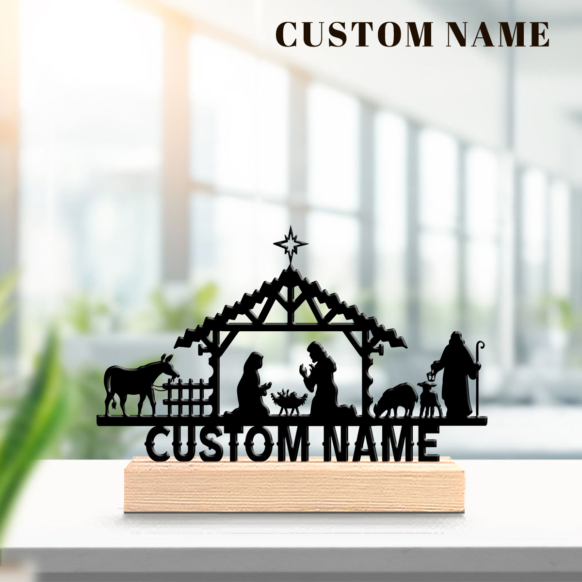 Home Office Decor - 1Pc Csutom Name Jesus's Bitrth Wooden