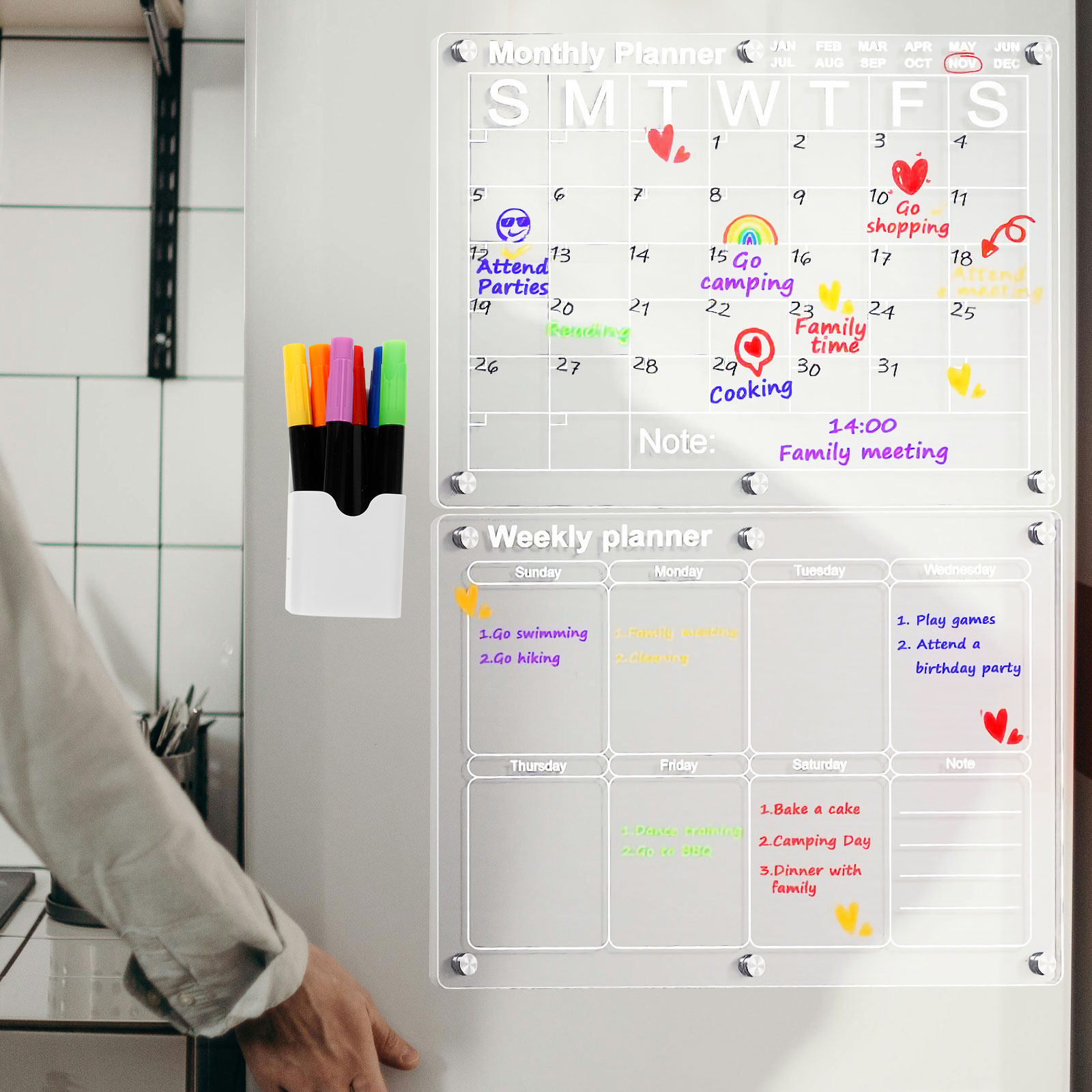 Magnetic Calendar Board - 1Set Magnetic Acrylic Calendar Board for