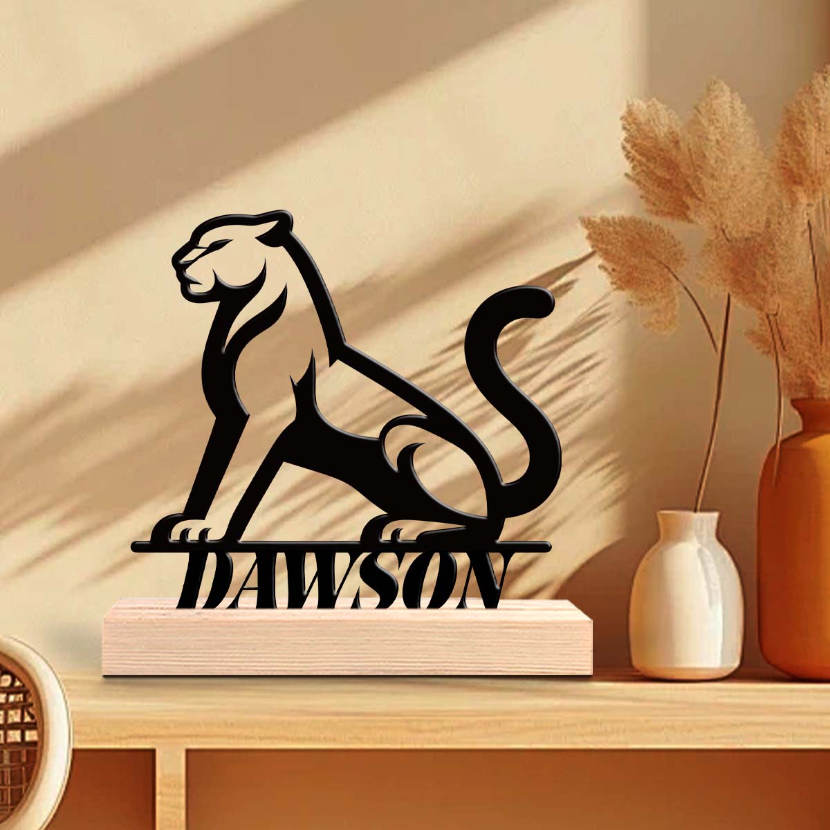 Home Office Decor - 1Pc Csutom Name Mighty Cheetah Wooden
