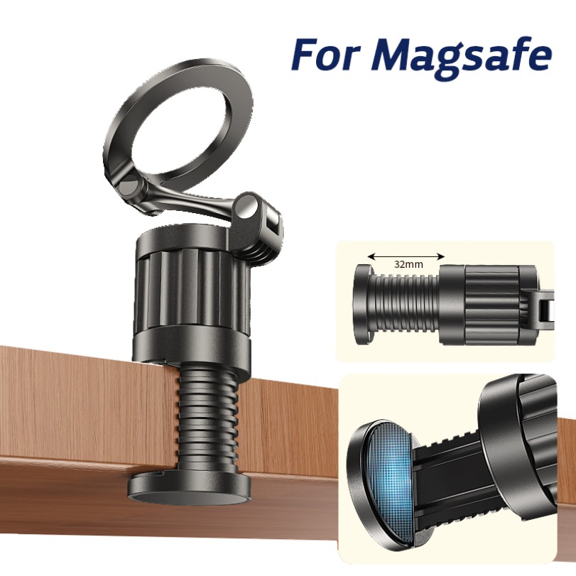 Home Office Hidden Desk - 360° Rotation Desktop Magnetic Phone Holder