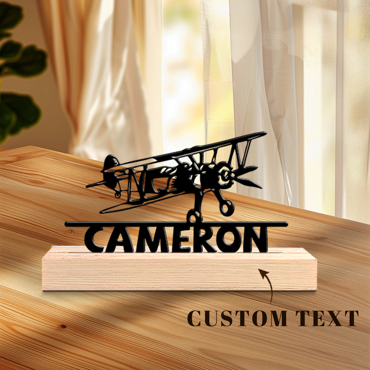 Home Office Decor - 1Pc Csutom Name Jet Aircraft Wooden