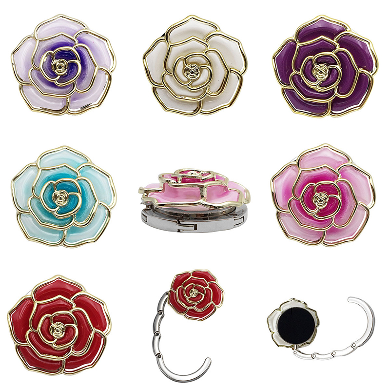 Home Office Hidden Desk - Portable Folding Table Bag Hook Flower