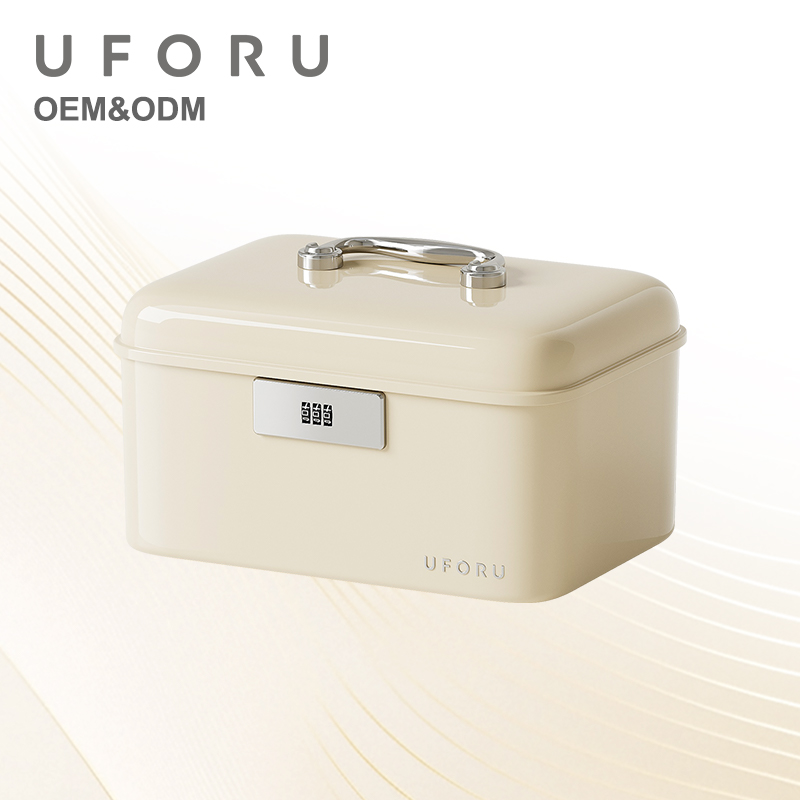 Home Office Equipment - UFORU handle-equipped lockable storage box, double-layer