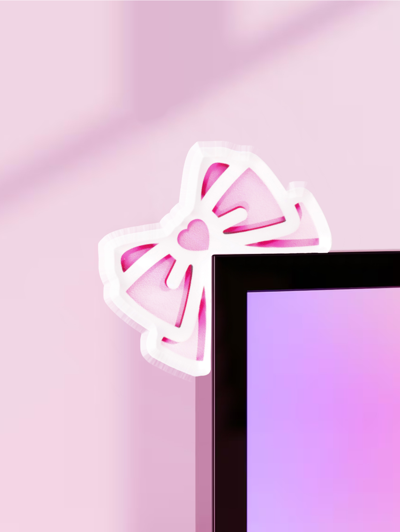 Home Office Equipment - Kawaii Bow Monitor Decor Pink Acrylic