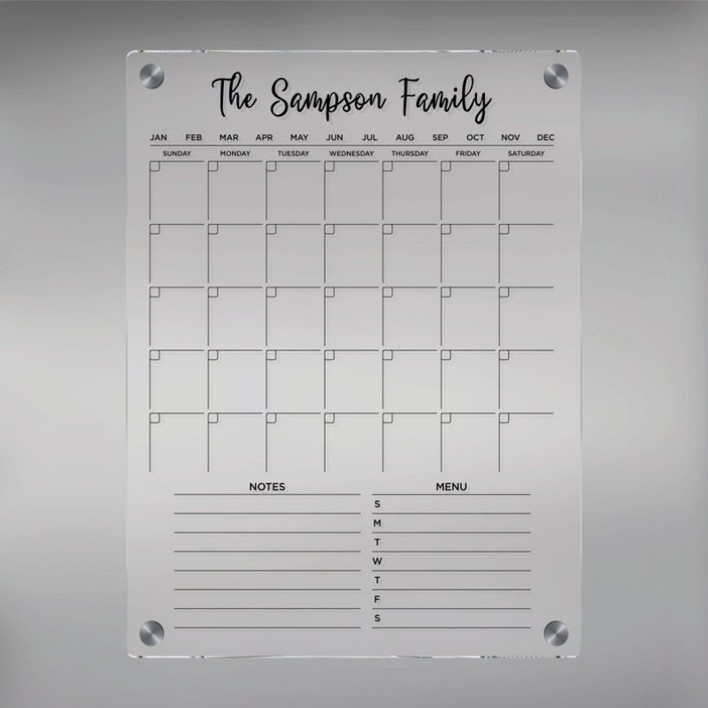 Magnetic Calendar Board - Acrylic Fridge Calendar, Magnetic Planner, Customized