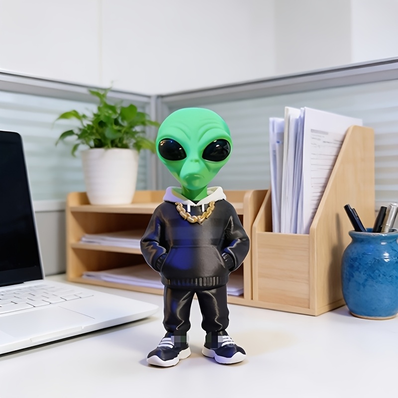 Home Office Bookshelves - 1 Piece Green Alien Figure with