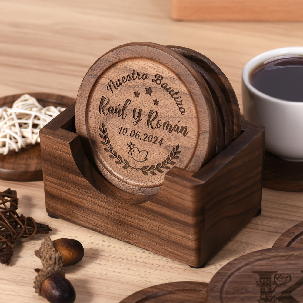 Walnut Dark Coaster Set of 6 P - Home Office Hidden Desk incelemesi ve fiyatı