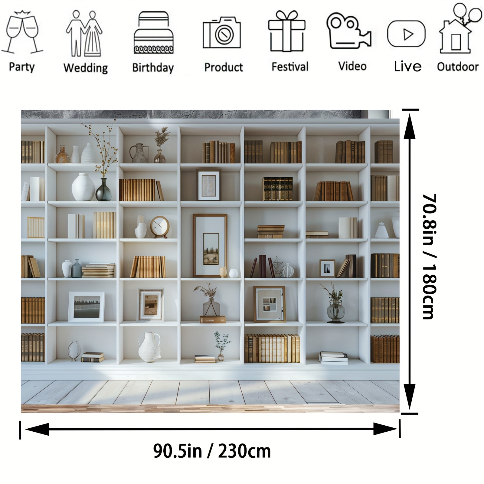 1pc White Bookshelf background - Home Office Zoom Background incelemesi ve fiyatı