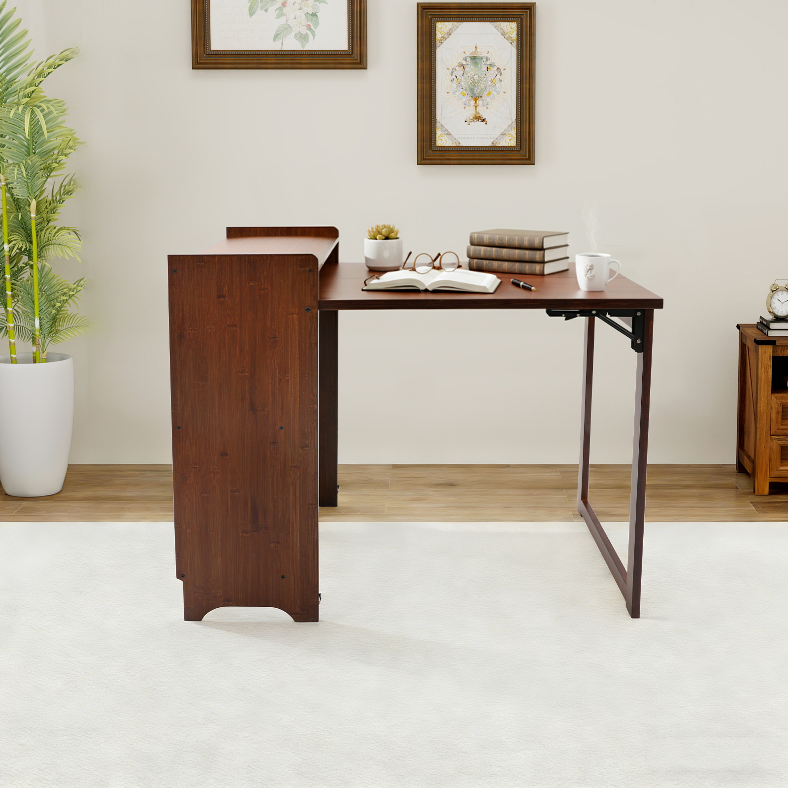 Bamboo Foldable Desk with Stor - Home Office Hideaway Desk incelemesi ve fiyatı