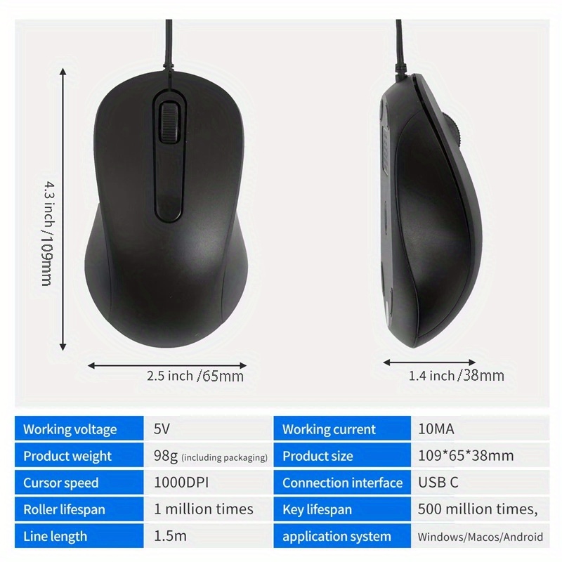 Mute Type C Wired Mouse Ergono - Home Office For Mac incelemesi ve fiyatı