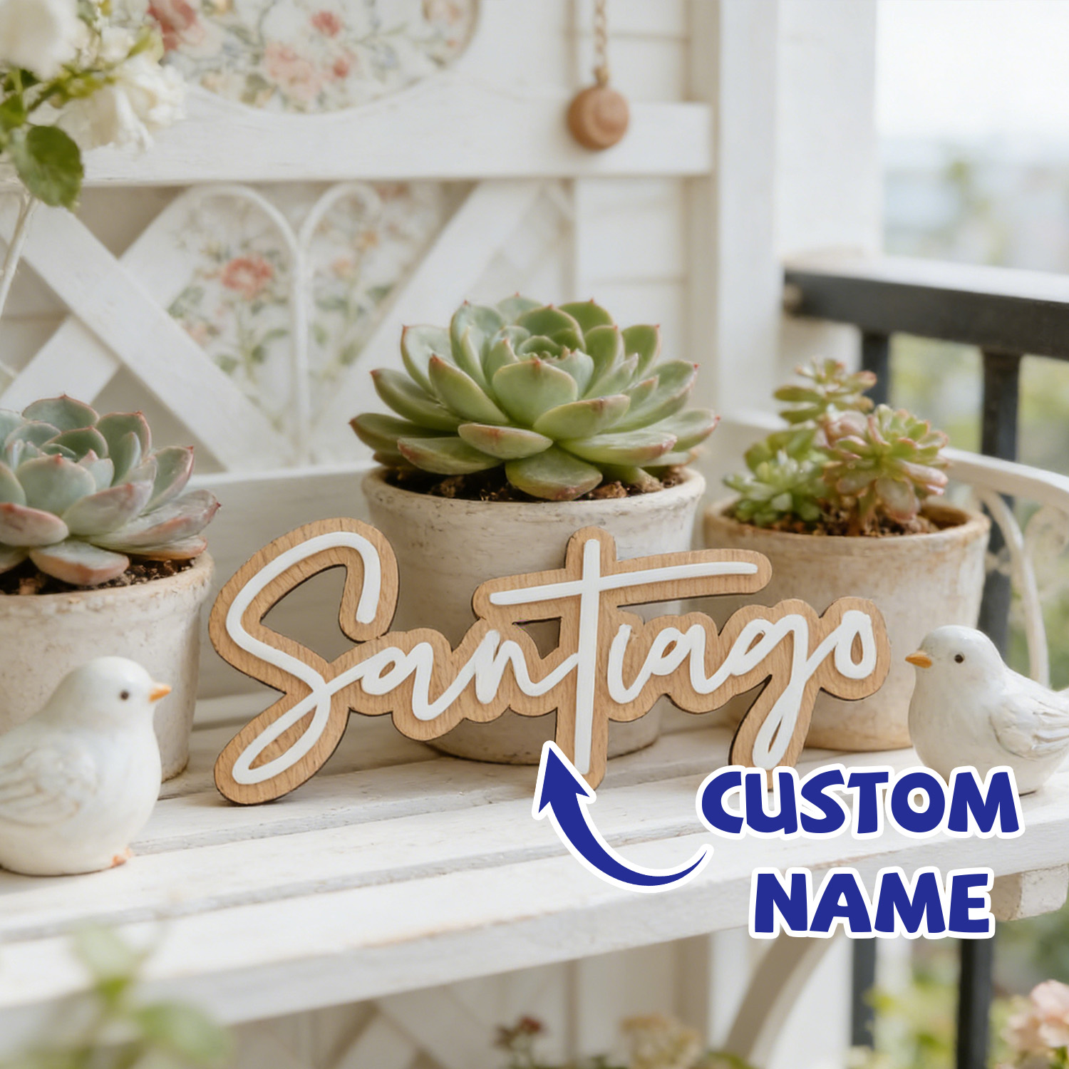 1Pc Custom Name Cute White Woo - Home Office Decor incelemesi ve fiyatı