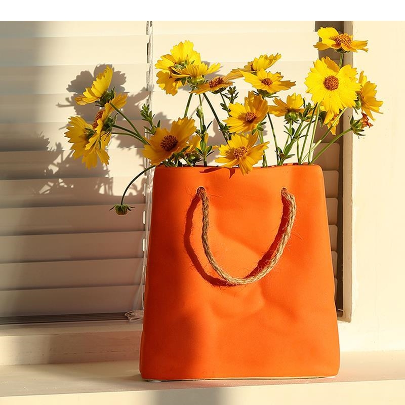 Ceramic Tote Bag Vase Morandi  - Home Office Form incelemesi ve fiyatı
