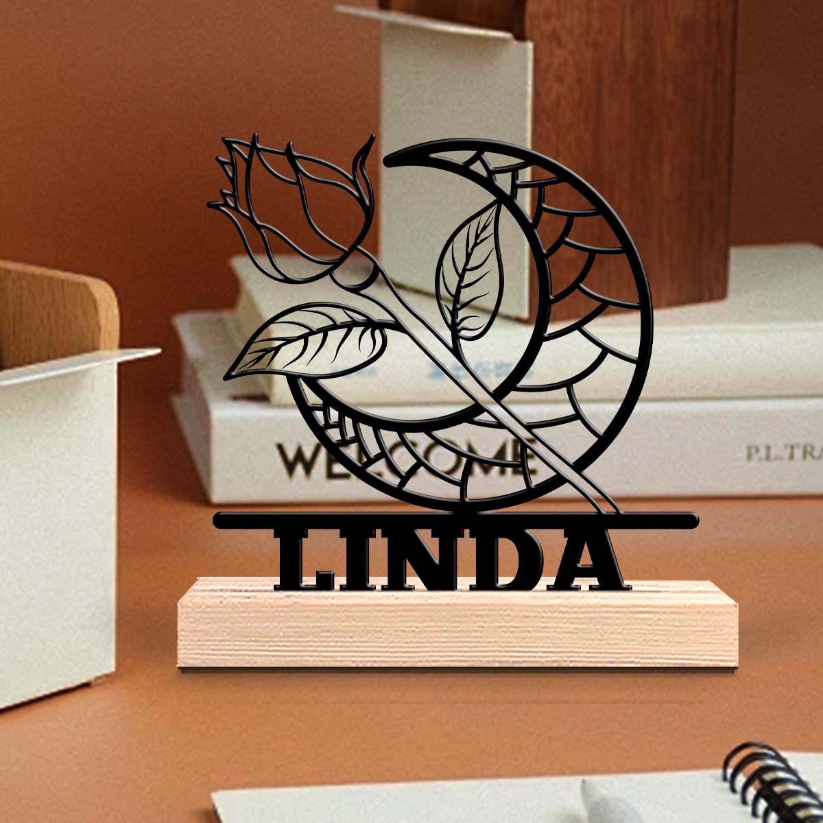 1Pc Csutom Moon Rose Wooden Ba - Home Office Decor incelemesi ve fiyatı
