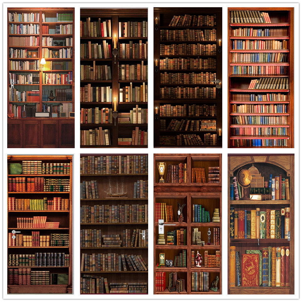 3D Door Wallpaper PVC Library  - Home Office Bookshelves incelemesi ve fiyatı