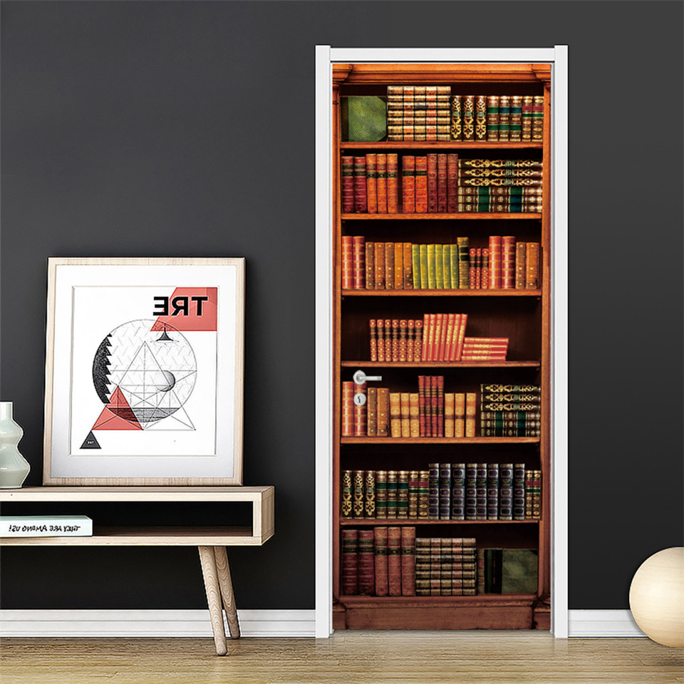 3D Door Wallpaper PVC Library  - Home Office Bookshelves incelemesi ve fiyatı