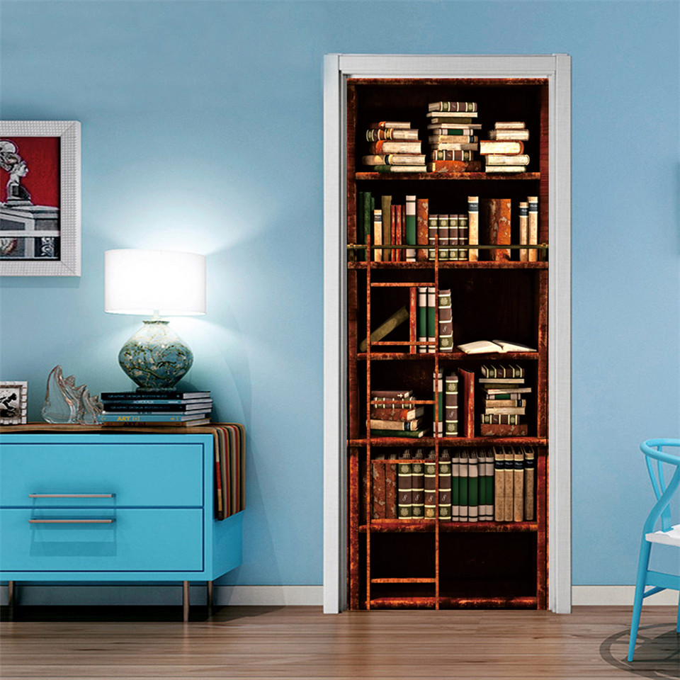 3D Door Wallpaper PVC Library  - Home Office Bookshelves incelemesi ve fiyatı