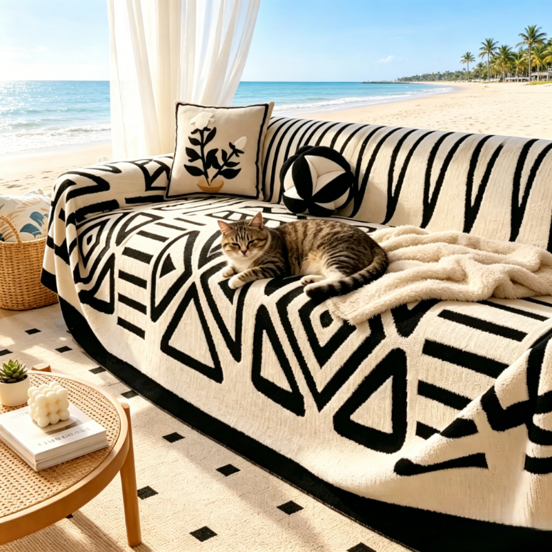 Boho Black White Flannel Sofa  - Home Office Equipment incelemesi ve fiyatı
