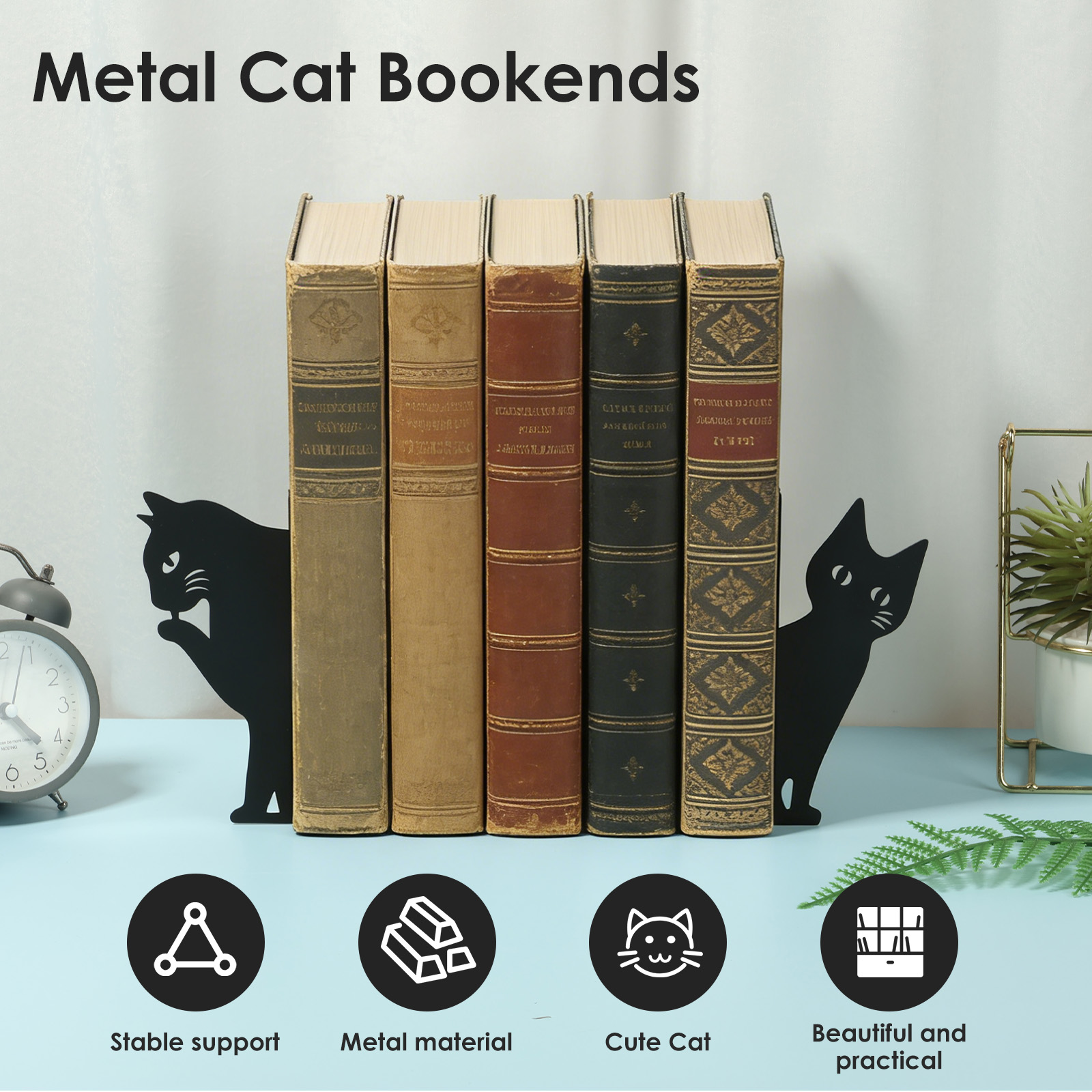 Peeping Cat Bookend Metal Book - Home Office Bookshelves incelemesi ve fiyatı