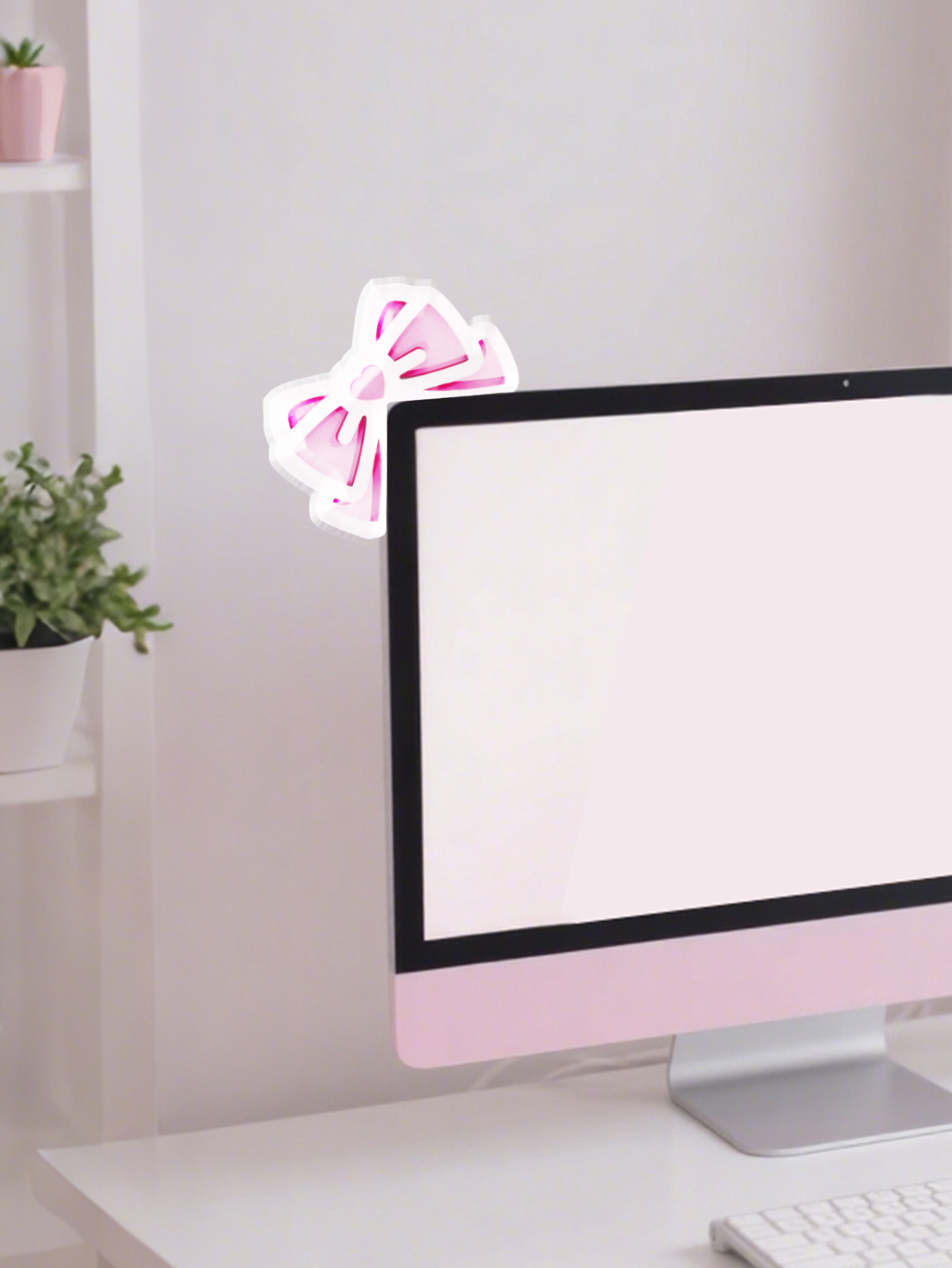 Kawaii Bow Monitor Decor Pink  - Home Office Equipment incelemesi ve fiyatı