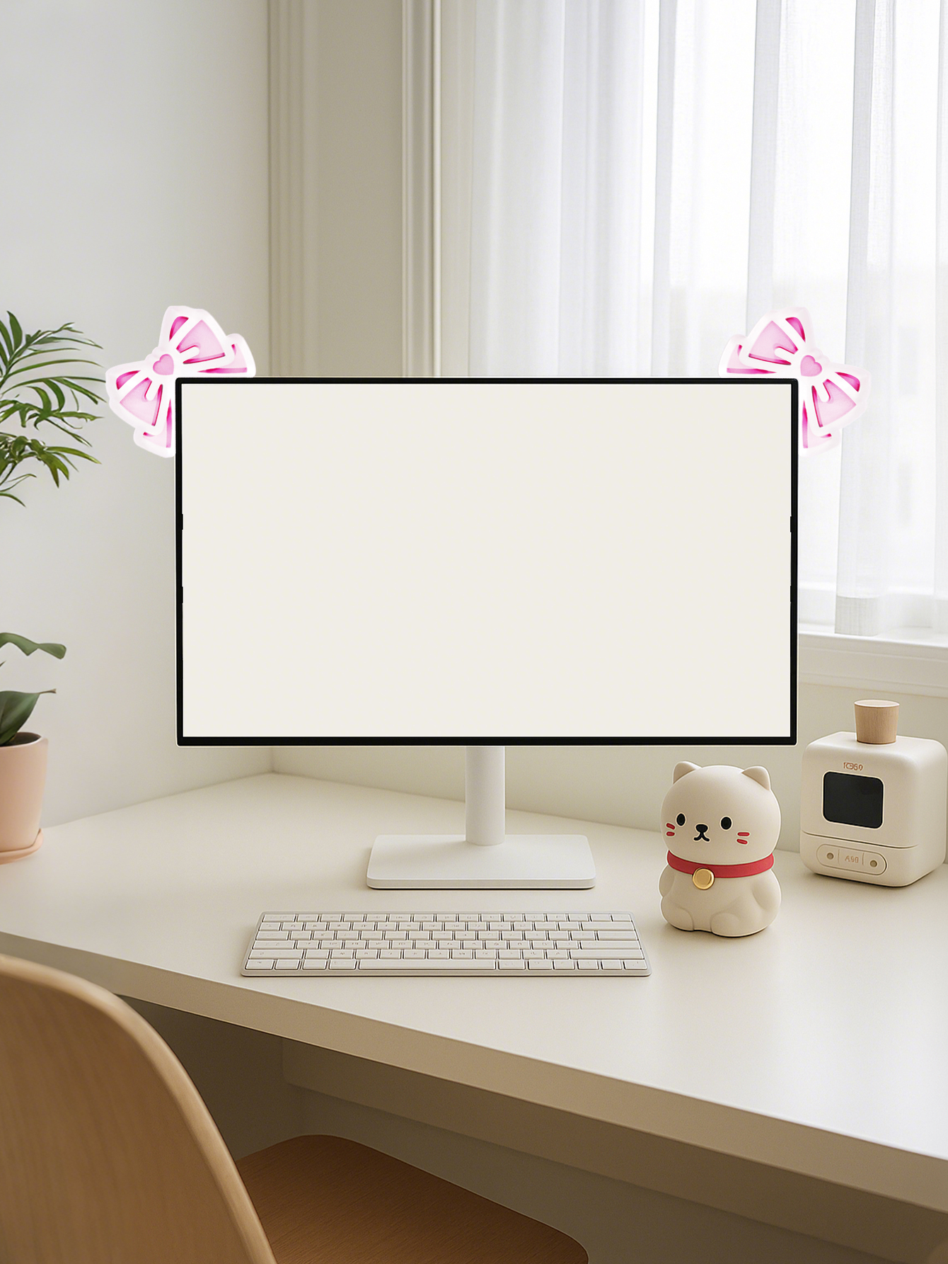 Kawaii Bow Monitor Decor Pink  - Home Office Equipment incelemesi ve fiyatı