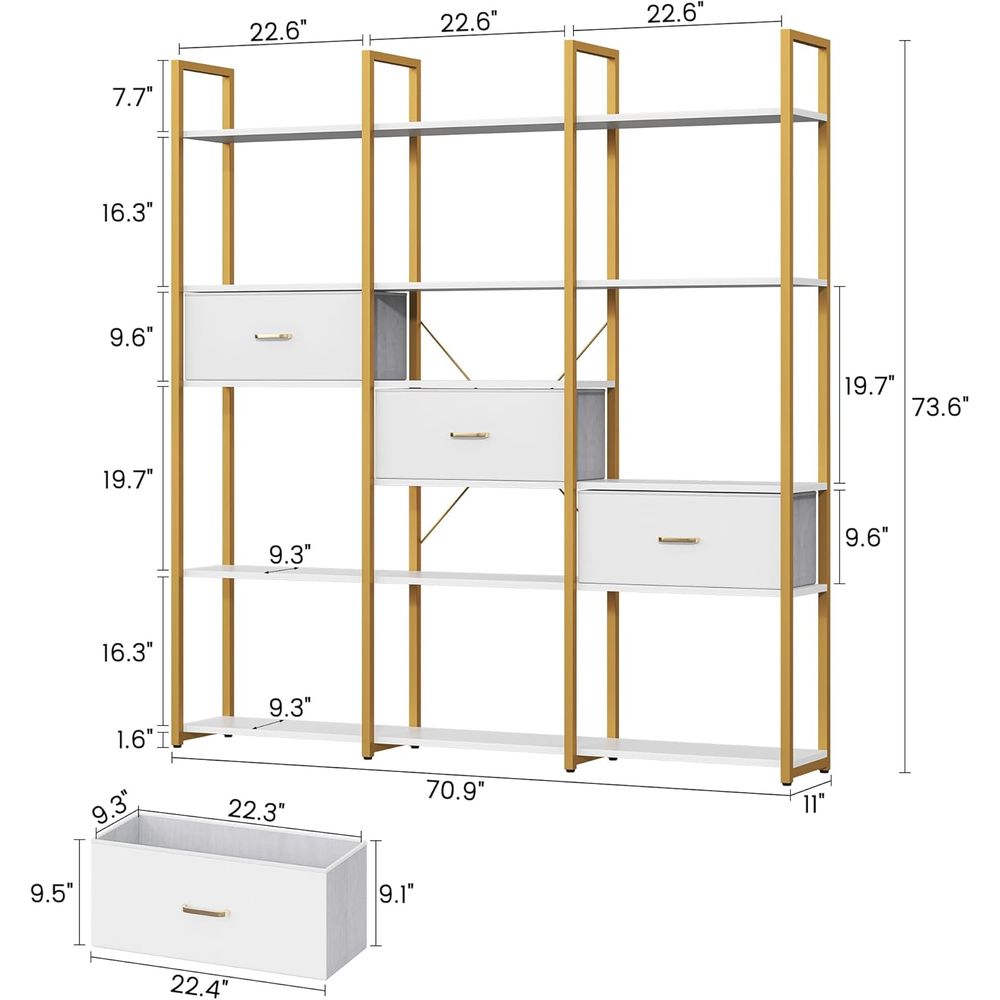 Triple Wide 6-Tier Industrial  - Home Office Bookshelves incelemesi ve fiyatı