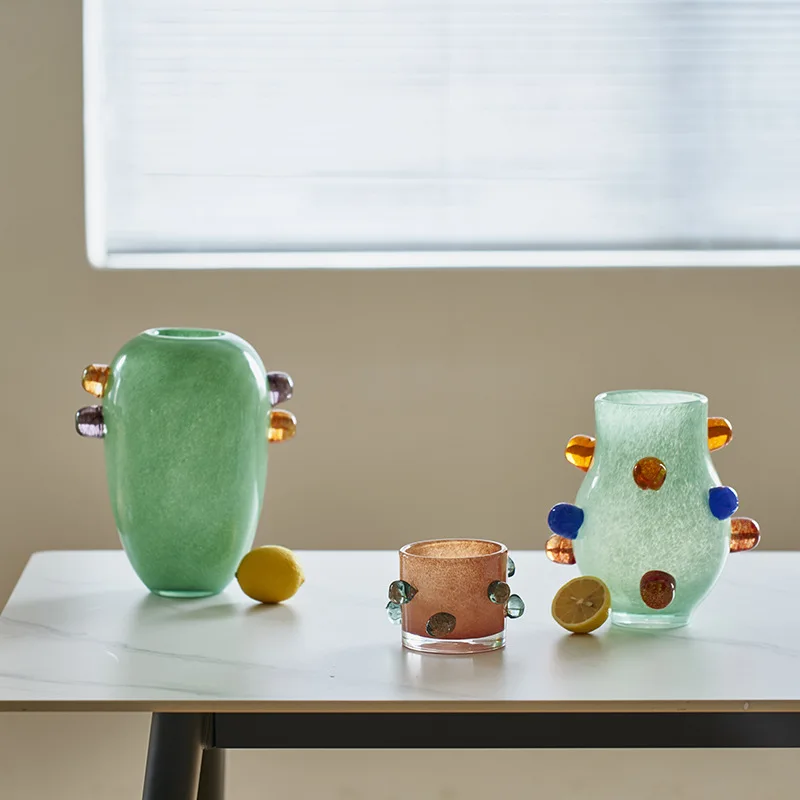 Colorful Round Bead Glass Vase - Home Office Form incelemesi ve fiyatı